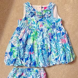 Lilly Pulitzer Infant Bubble dress w/ matching bloomers, size 6-12 mos.